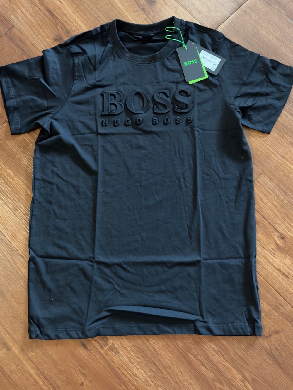 Hugo Boss Men’s Black Embossed Logo Crewneck T-Shirt